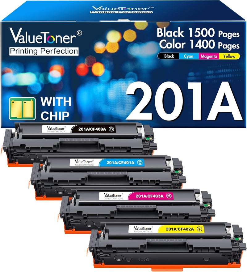 Valuetoner خرطوشة حبر متوافقة من بديلة لخراطيش حبر HP 210A، مجموعة من 4 قطع لـ HP 201X لطابعات Color Laserjet Pro MFP M277dw M252dw M277c6 M277n M277 M252n (أسود، سماوي، أرجواني، أصفر) - Image 1