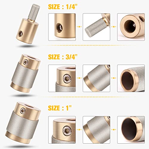 Ecarke 1 3/4 1/4 Inch Diamond Grinder Bit Head Tools - 3 Sizes Brass Core for Stained Glass - Supplies and Bits - Image 3