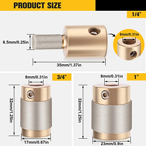Ecarke 1 3/4 1/4 Inch Diamond Grinder Bit Head Tools - 3 Sizes Brass Core for Stained Glass - Supplies and Bits - Image 2