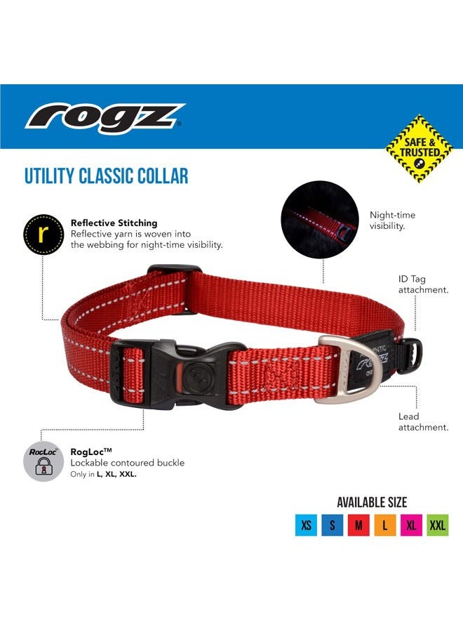 Rogz Reflective Dog Collar for Medium Dogs, Adjustable from 12-17 inches, Red - Image 5