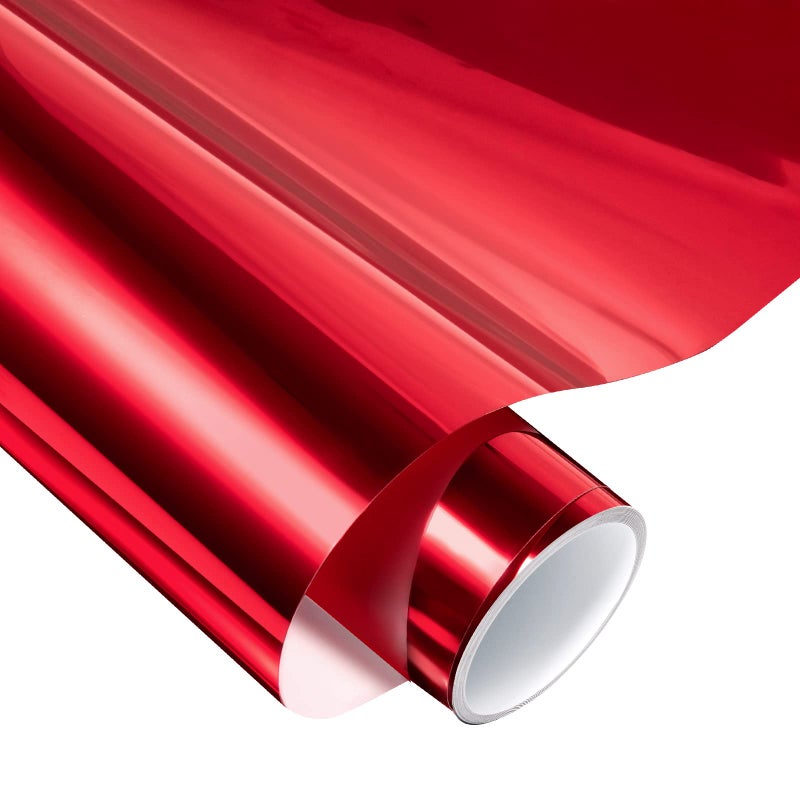 VINYL FROG Red Chrome Vinyl 12x60 Glossy Mirror Adhesive Vinyl Roll Red Metallic Vinyl Craft Permanent Vinyl Works with Cameo and Other Cutters