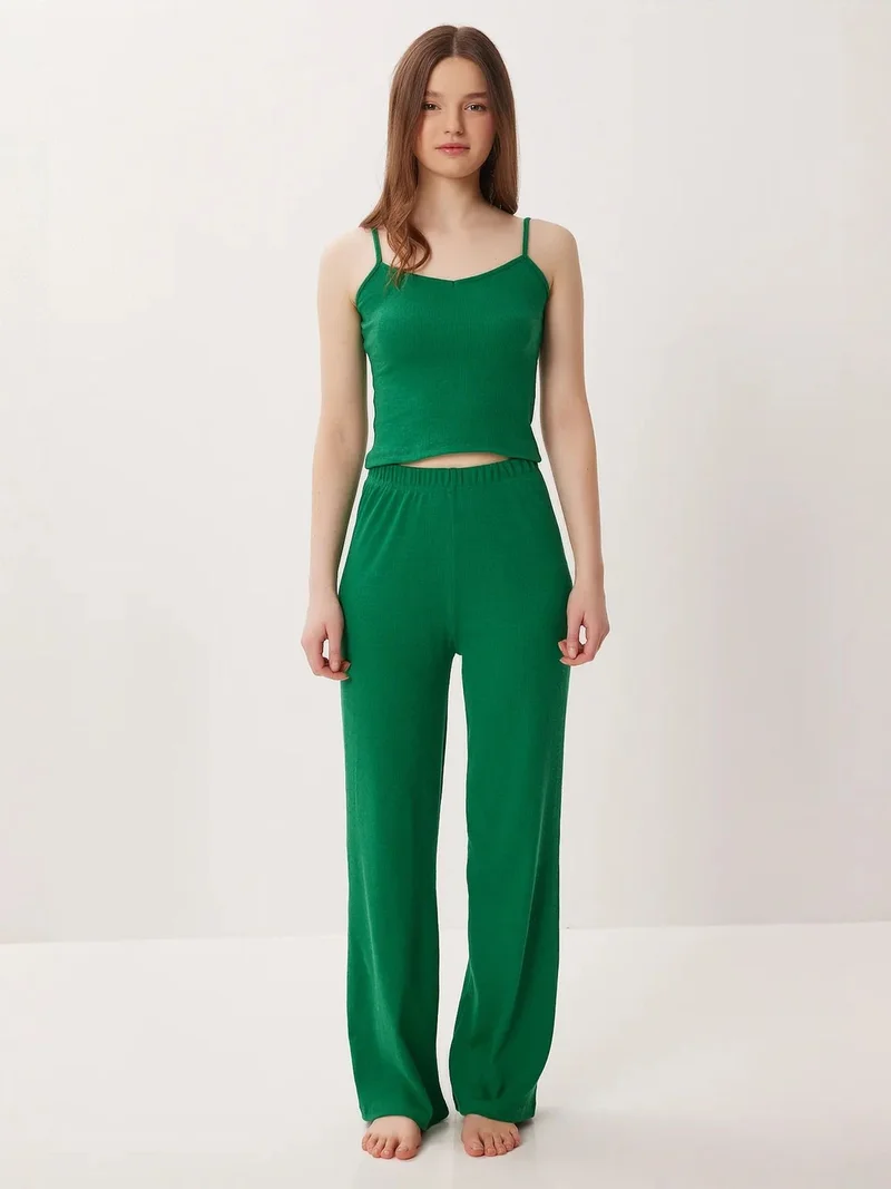 السعادة في إسطنبول ISTANBUL V-neck Ribbed Knitted Pajama Set