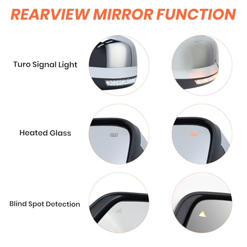 MOFOAP Driver Side Mirror Compatible with 2011-2021 Jeep Grand Cherokee,2022 Jeep Grand Cherokee WK Mirrors with Heated,Power Folding,Blind Spot Detection,Turn Signal Light,13Pins,Chrome - Image 4