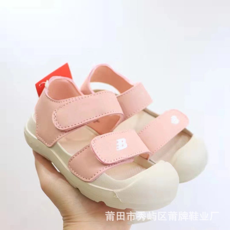 Children'S Nb Closed Toe Ankle Protection Velcro Sandals Soft Bottom Non-Slip Beach Sandals Baby Hole Shoes - Image 1