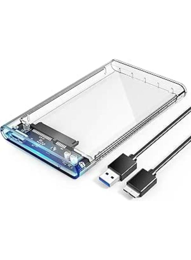 ORICO 2.5 External Hard Drive Enclosure SATA to USB C 3.1 6Gbps Transparent External Drive Enclosure for 7/9.5mm HDD/SSD Tool Free Disk Case Support UASP Up to 4TB -2139C3-CR