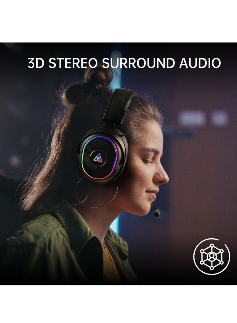 EKSA 2.4GHz Wireless Gaming Headset for PS5,PC,PS4,Switch,Mobile,Mac, Bluetooth Gaming Headphones with Microphone, RGB, 30ms Latency, 50H Battery, USB & Type-C Ultra, PC Wired Gaming Headset for Xbox - Image 5