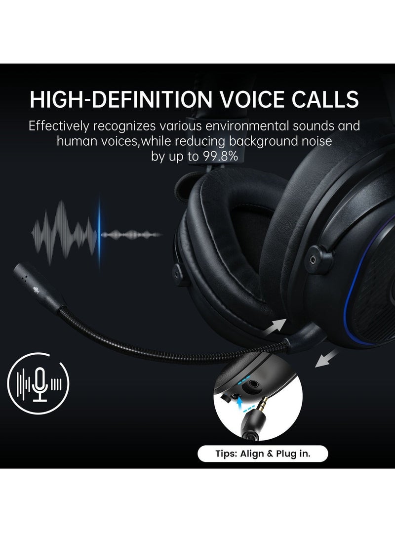 EKSA 2.4GHz Wireless Gaming Headset for PS5,PC,PS4,Switch,Mobile,Mac, Bluetooth Gaming Headphones with Microphone, RGB, 30ms Latency, 50H Battery, USB & Type-C Ultra, PC Wired Gaming Headset for Xbox - Image 4