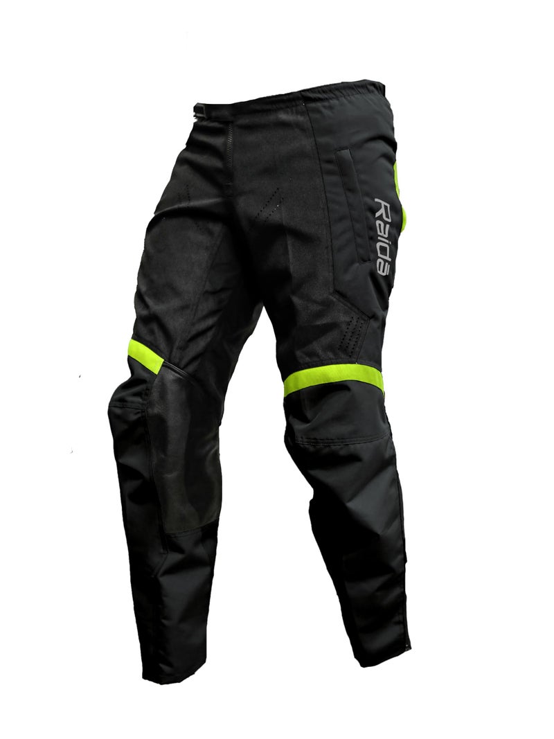 Raida Trailcraft Off-Road Pants | MX & Trail Ride | Lightweight | Abrasion-resitant Fabric | Heat Sheild Panel | (XXXL, Black/Hiviz) - Image 5