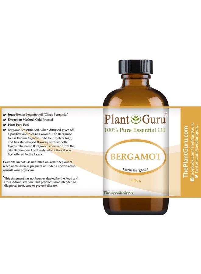 Plant Guru Bergamot Essential Oil 4 oz 100% Pure Undiluted Therapeutic Grade. - Image 2