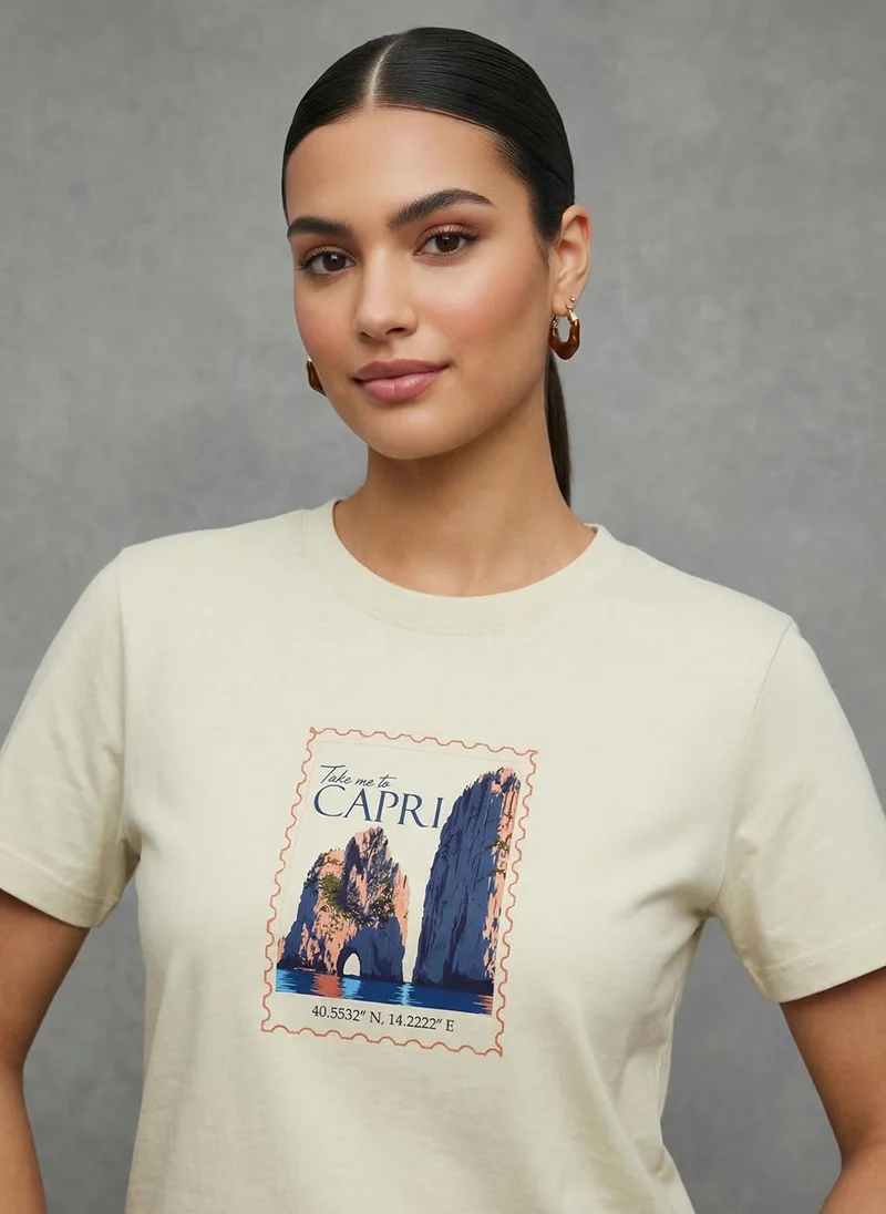 نوبيرو Nobero Women Graphic Printed T-shirt