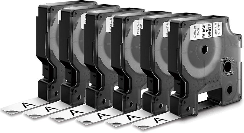 DYMO D1 Label Tapes for LabelManager and LabelWriter Duo, 1/2" (12mm) x 23' (7m), Black on White, Pack of 6 - Image 4