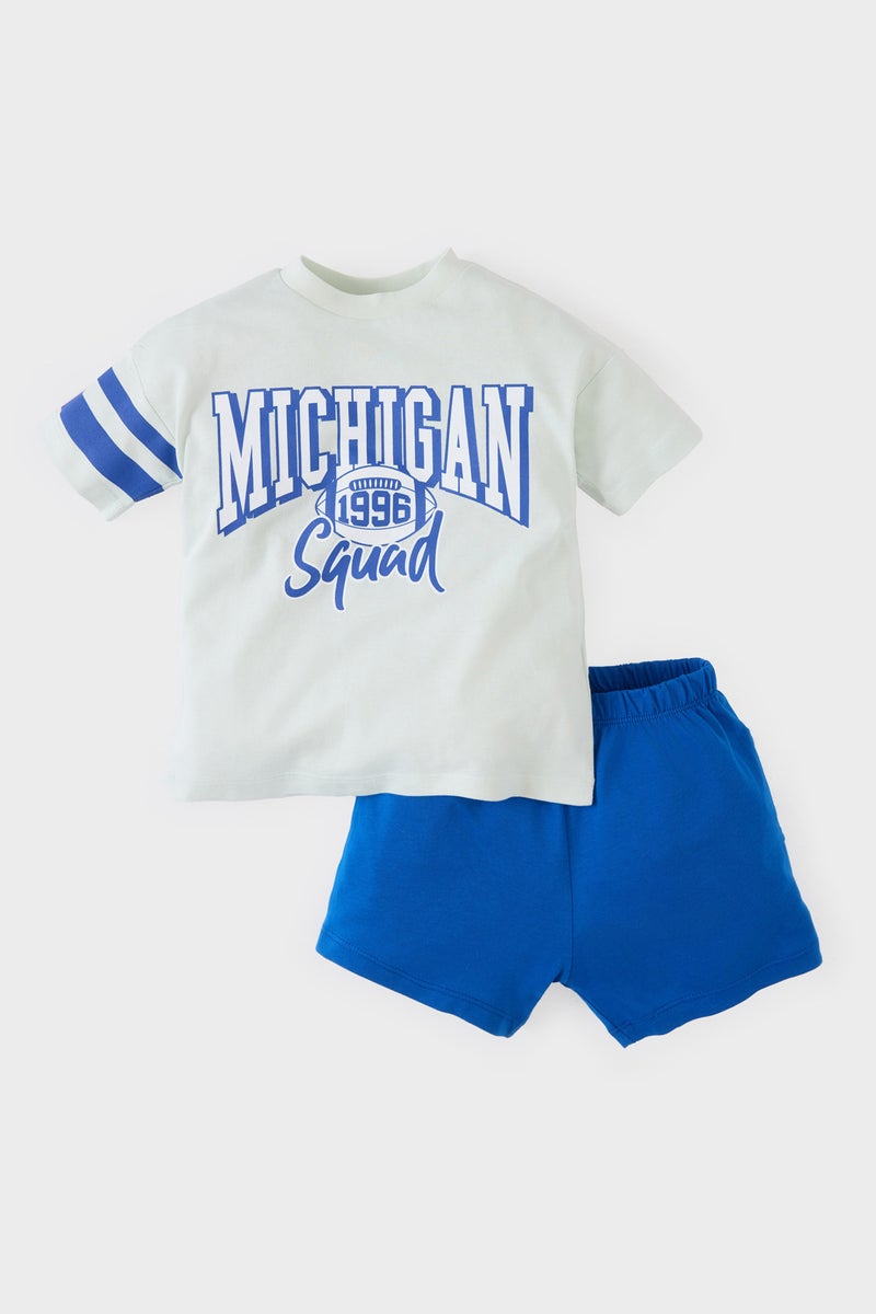 DeFacto Baby Boy 2 piece Regular Fit Crew Neck Printed Set  - Image 1