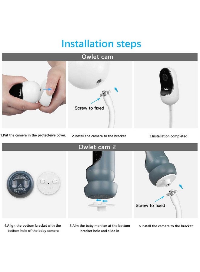 HOLACA Flexible Clip Mount For Owlet Cam 2 And Owlet Cam Baby Monitor Camera Stand With 14 Threaded Hole And Adjustable 360 Degree Mount For Crib Nursery(With Base Connect) - Image 5