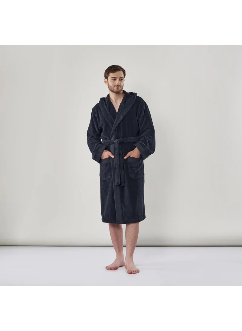 Linens Premium Cotton Xl Bathrobe Black