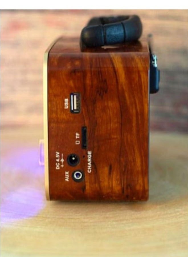 مايكروبلس راديو إف إم - إيه إم - سويسري ذهبي/بني/أسود، مزود بتقنية البلوتوث، وبطاقة ذاكرة، وقرص فلاش USB، ومشغل AUX، مع إضاءة LED مدمجة، طراز Ps-4451 - Image 3