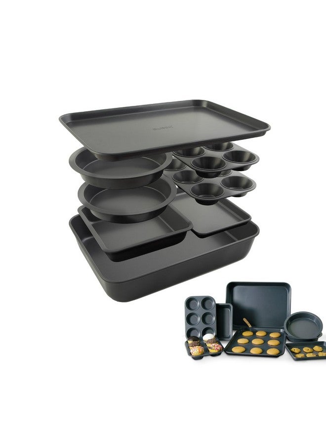إلبي مجموعة Elbee Home من 8 قوالب خبز متينة غير لاصقة من الفولاذ الكربوني لسهولة التخزين - Image 1