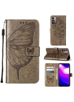 Case Cover For For Nokia G21 / G11 Embossed Butterfly Leather Phone Case(Grey)