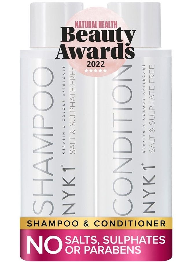 NYK1 - SALT SULFATE FREE Shampoo and Conditioner Set for Color Treated Hair (2 x 16.9 Fl Oz) NYK1 Shampoo for Color Treated Hair, Extensions and Keratin Treatments - Shampoo and Conditioner Set Sulfate Free - Image 1