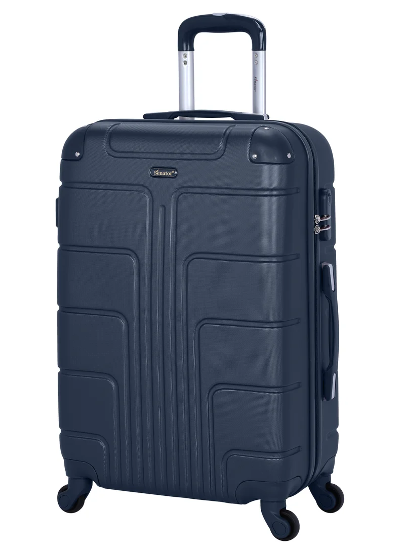 SENATOR Hard Case Travel Bag Medium Checked Luggage Trolley ABS Lightweight Suitcase with 4 Spinner Wheels A1012, Navy Blue