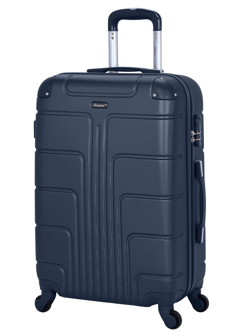 SENATOR Hard Case Travel Bag Medium Checked Luggage Trolley ABS Lightweight Suitcase with 4 Spinner Wheels A1012, Navy Blue - Image 1