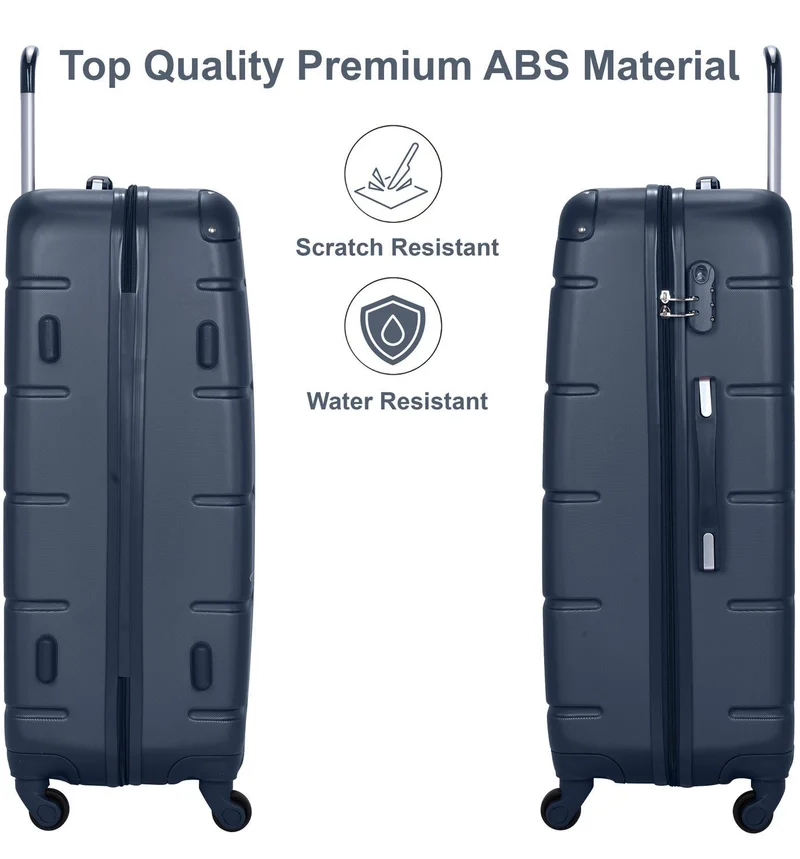 Senator Navy Blue Hard Case Travel Bag Medium Checked Luggage Trolley ABS Lightweight Suitcase with 4 Spinner Wheels A1012, Navy Blue  | Best Price UAE