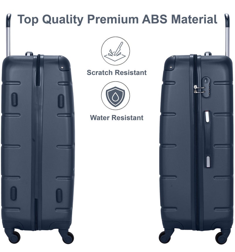 SENATOR Hard Case Travel Bag Medium Checked Luggage Trolley ABS Lightweight Suitcase with 4 Spinner Wheels A1012, Navy Blue - Image 3