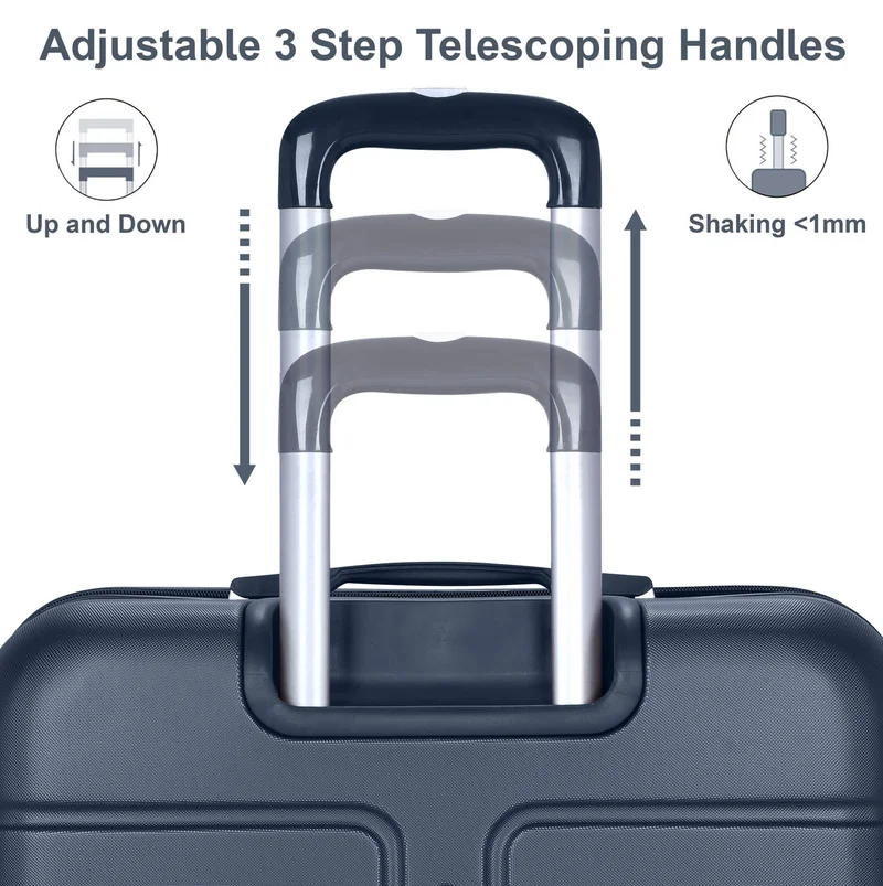 Senator Navy Blue Hard Case Travel Bag Medium Checked Luggage Trolley ABS Lightweight Suitcase with 4 Spinner Wheels A1012, Navy Blue  | Best Price UAE