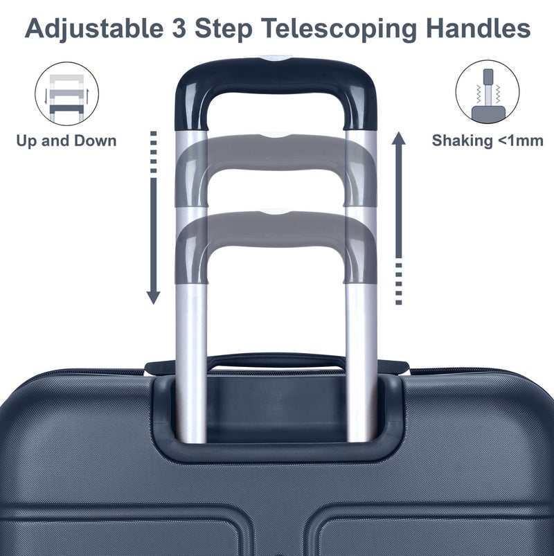 SENATOR Hard Case Travel Bag Medium Checked Luggage Trolley ABS Lightweight Suitcase with 4 Spinner Wheels A1012, Navy Blue - Image 4