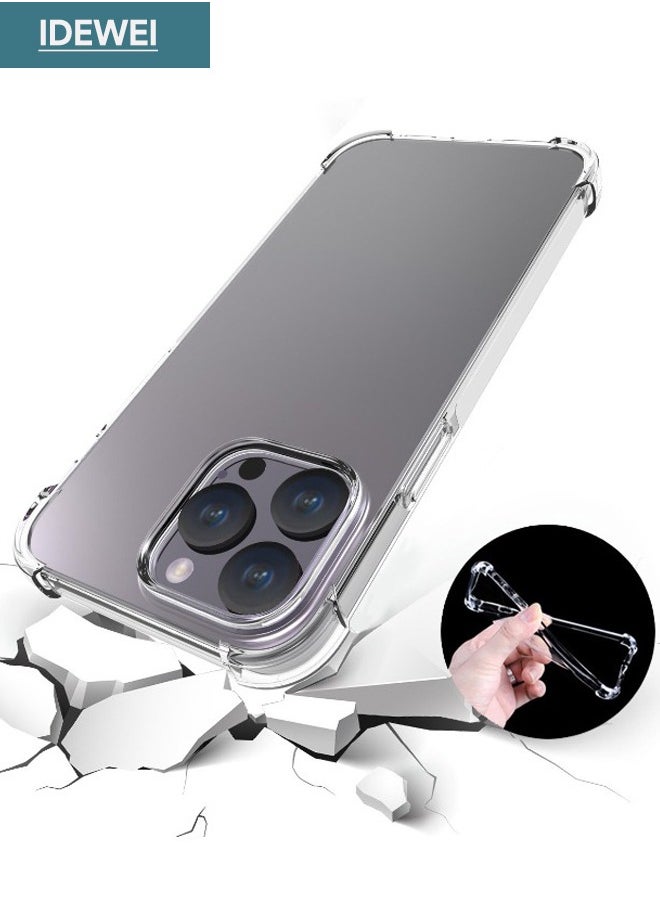 IDEWEI iPhone 15 Pro Max Case, Crystal Clear iPhone 15 Pro Max Case with Four Corner Anti-Fall Airbags, Slim Flexible TPU Airbag Bumper Shock Absorption Case Cover Fit for Apple iphone 15 Pro Max (Clear)  - Image 1