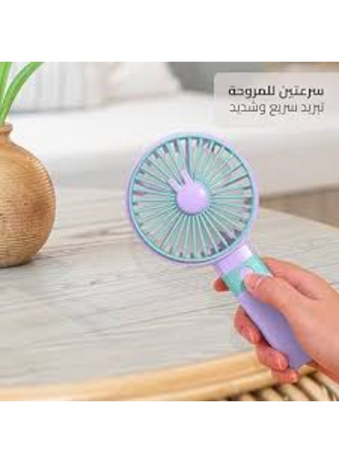 مروحة يدوية صغيرة، تصميم وألوان لطيفة، حجم صغير وسهل الحمل باليد أو وضعه في الحقيبة، مزودة ببطارية قابلة لإعادة الشحن عبر USB، زر تشغيل/إيقاف، هدية لطيفة للأطفال والكبار - Image 2