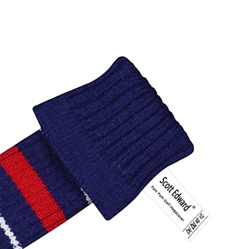 Scott Edward Mix and Match Knit Golf Club Covers with a Cute Pom Pom Set of 3 Driver Head Cover 1 Fairway Headcover 1 and Hybrid/UT Cover 1 The Best Color Combinations (Red Blue White) - Image 5