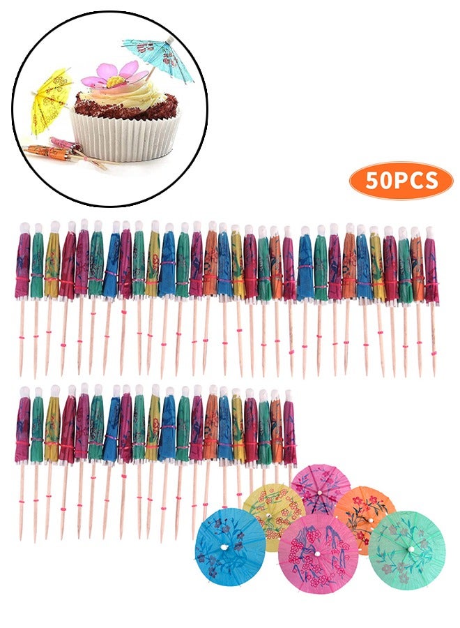 50 قطعة ميني مظلة ، مظلة كعكة  - Image 1