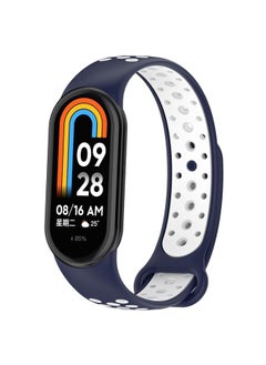 لساعة Xiaomi Mi Band 8 الرياضية بلونين من السيليكون، أزرق منتصف الليل وأبيض