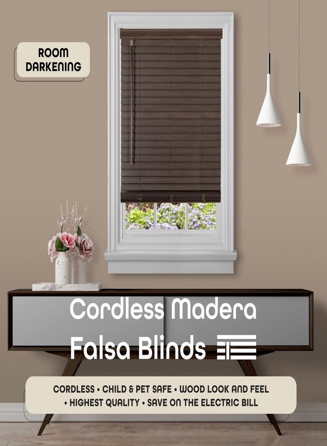 Achim Cordless Room Darkening Plantation Blind - 37 Inch Width, 52 Inch Length, 2" Vinyl Slat Size - Mahogany - Madera Falsa Faux Wood, Light Filtering Horizontal Windows Blinds by Achim Home Decor - Image 2