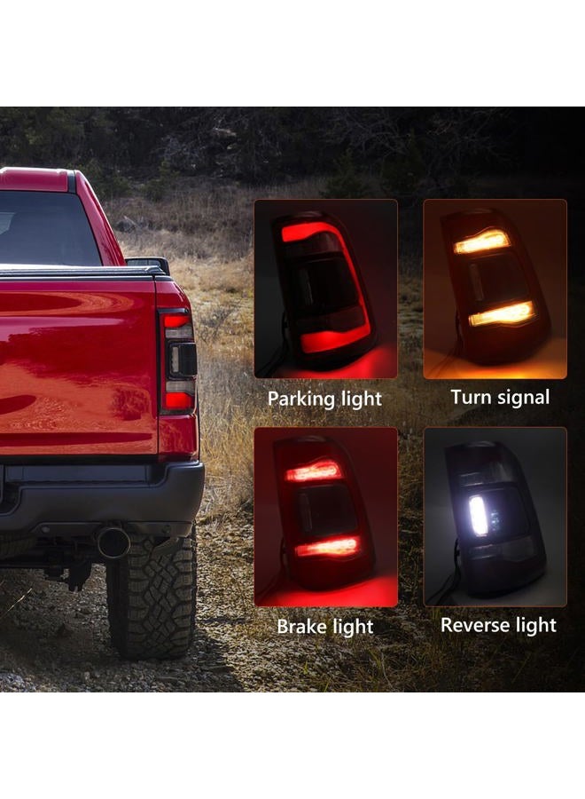 FIONE : For Dodge Ram 1500 Tail Light Assembly Without Blind Spot 2019-2022 LED Type & Red Lens Chrome Interior Right Passenger Side Rear Light 55112992AC 55112992AD 55112992AB CH2801216 - Image 2