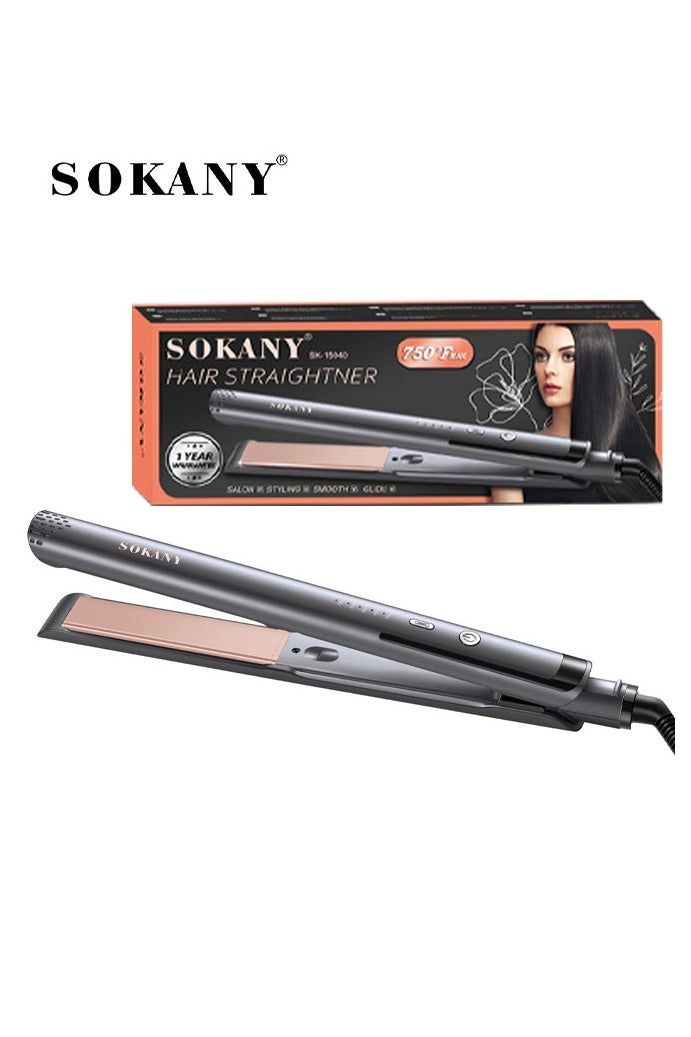 sokany Professional Hair Straightening and Curler 2 in 1 Ceramic Flat Iron with 5 Heat Settings Adjustable Temperature and Heats Up Fast Grey - Image 1