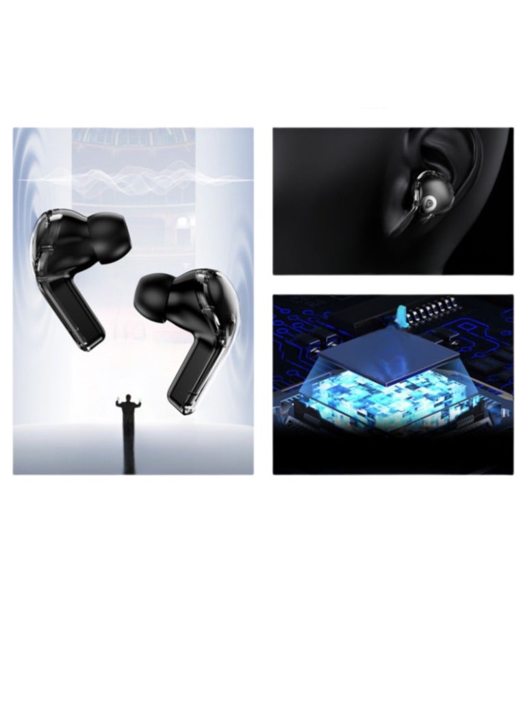 blue In-ear sports Bluetooth headset  with touch screen and noise reduction, transparent model, ultra-long battery life, transparent compartment, comfortable to wear, multi-language, good sound quality - Image 3