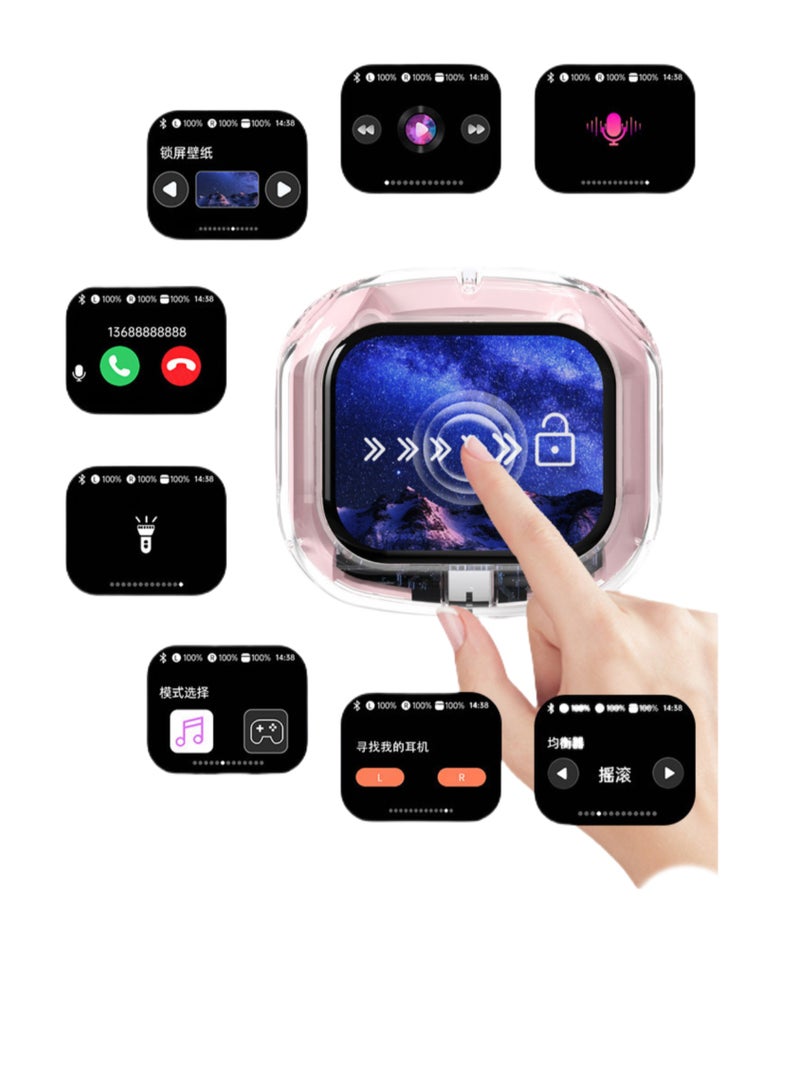 blue In-ear sports Bluetooth headset  with touch screen and noise reduction, transparent model, ultra-long battery life, transparent compartment, comfortable to wear, multi-language, good sound quality - Image 4