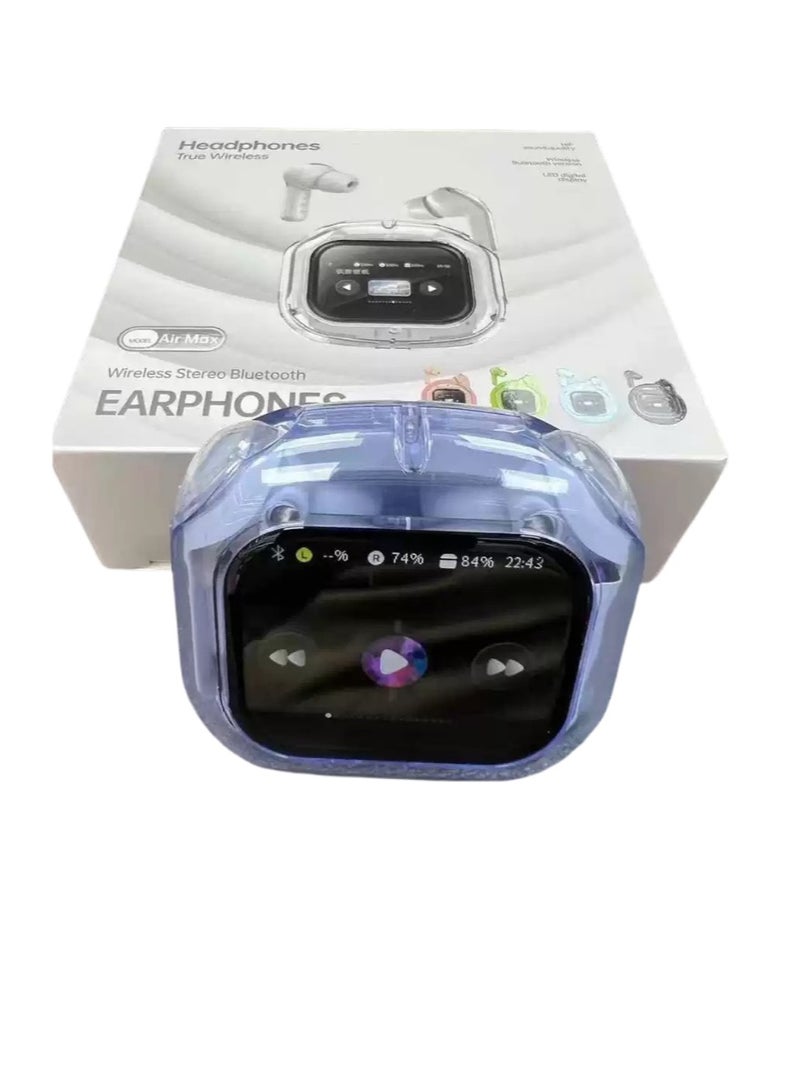blue In-ear sports Bluetooth headset  with touch screen and noise reduction, transparent model, ultra-long battery life, transparent compartment, comfortable to wear, multi-language, good sound quality - Image 2