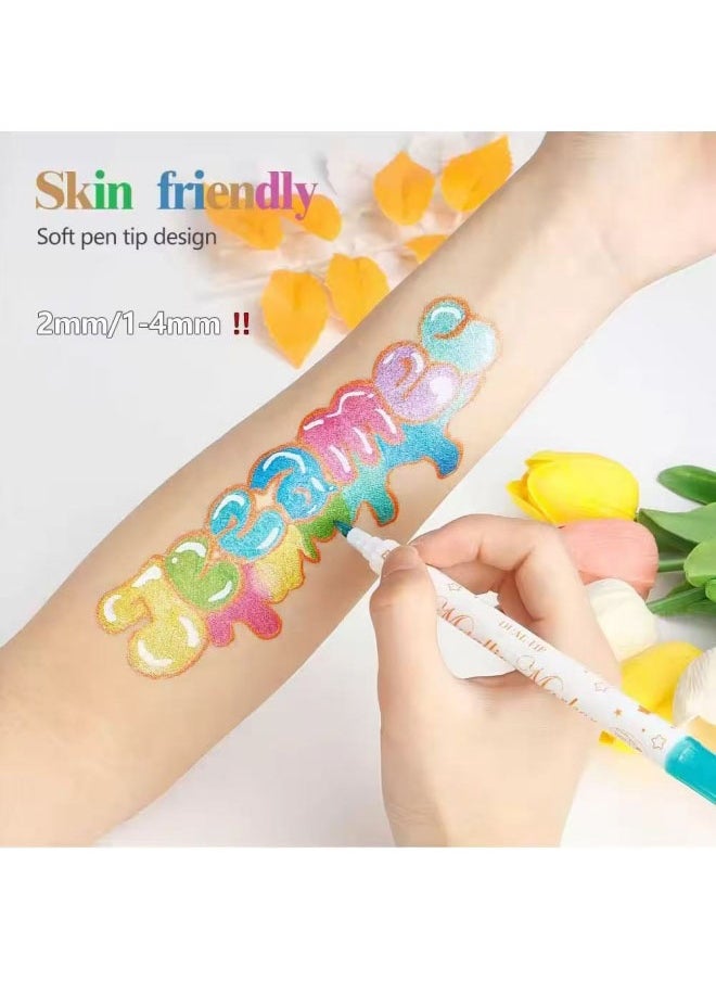 ZAFRA 12 Pcs Body Face Nail Paint Cosplay Makeup Palette Kit For Kids & Adults, Soft Tipped Painting Pen Set Multicolour Double Pen Tips  - Image 2