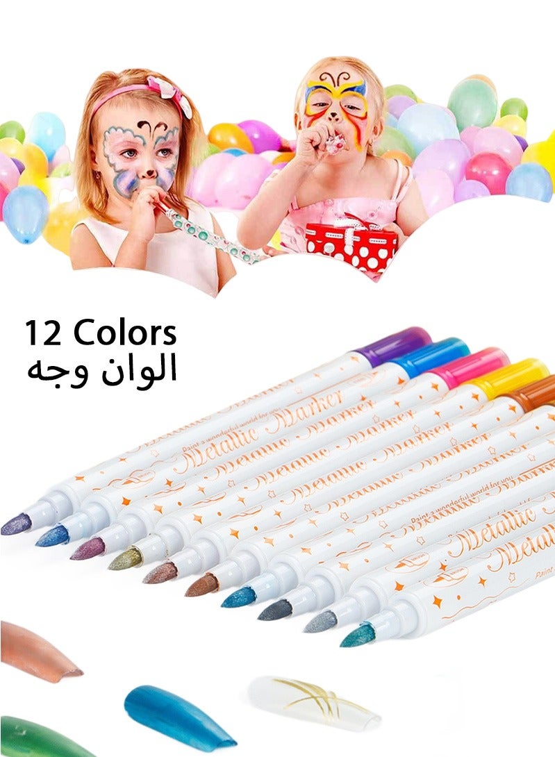 ZAFRA 12 Colors Face Paint Kit, Professional Body Paint, Face Painting Colors for Kids & Adults, Makeup Palette with Soft Dual Tips for Halloween Party, Cosplay, Nail Art - Image 1