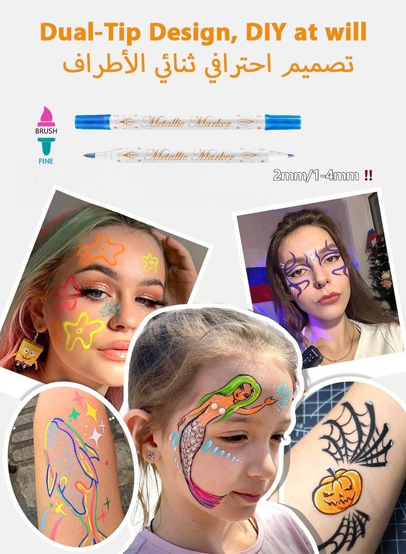 ZAFRA 12 Colors Face Paint Kit, Professional Body Paint, Face Painting Colors for Kids & Adults, Makeup Palette with Soft Dual Tips for Halloween Party, Cosplay, Nail Art - Image 3