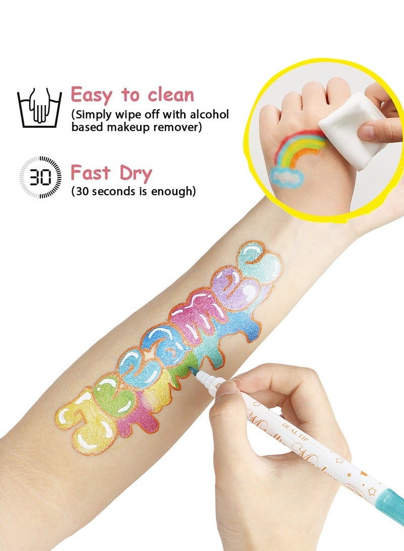 ZAFRA 12 Colors Face Paint Kit, Professional Body Paint, Face Painting Colors for Kids & Adults, Makeup Palette with Soft Dual Tips for Halloween Party, Cosplay, Nail Art - Image 4