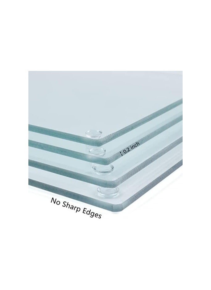 SS SS Tech 4 Pack Tempered Glass Cutting Board with Rubber Feet, Rectangle Non-slip Chopping Board, Long Lasting Clear Glass Tray for Kitchen Countertop, Table, Shatter-Resistant, Heat-Resistant, 2 Size  - Image 3
