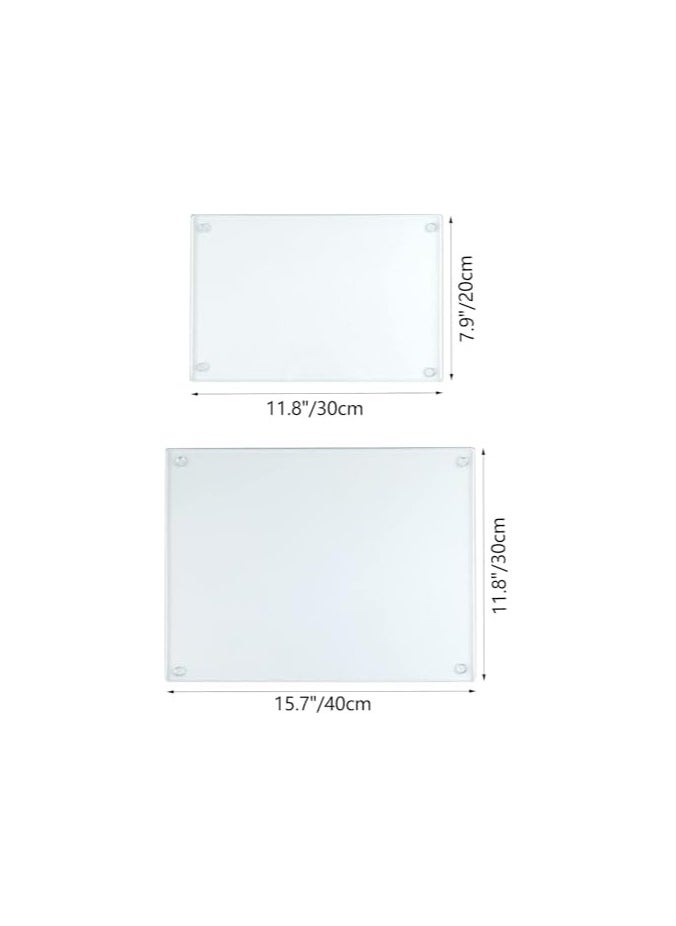 SS SS Tech 4 Pack Tempered Glass Cutting Board with Rubber Feet, Rectangle Non-slip Chopping Board, Long Lasting Clear Glass Tray for Kitchen Countertop, Table, Shatter-Resistant, Heat-Resistant, 2 Size  - Image 2