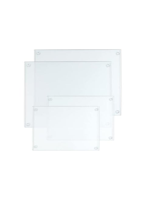 SS Tech 4 Pack Tempered Glass Cutting Board with Rubber Feet, Rectangle Non-slip Chopping Board, Long Lasting Clear Glass Tray for Kitchen Countertop, Table, Shatter-Resistant, Heat-Resistant, 2 Size