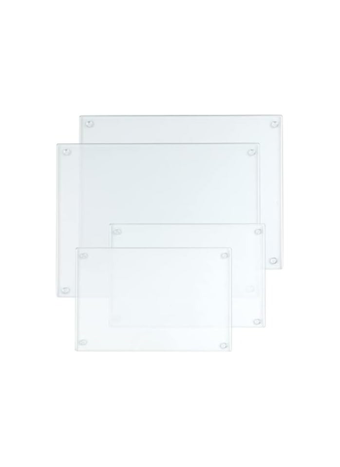 SS SS Tech 4 Pack Tempered Glass Cutting Board with Rubber Feet, Rectangle Non-slip Chopping Board, Long Lasting Clear Glass Tray for Kitchen Countertop, Table, Shatter-Resistant, Heat-Resistant, 2 Size  - Image 1