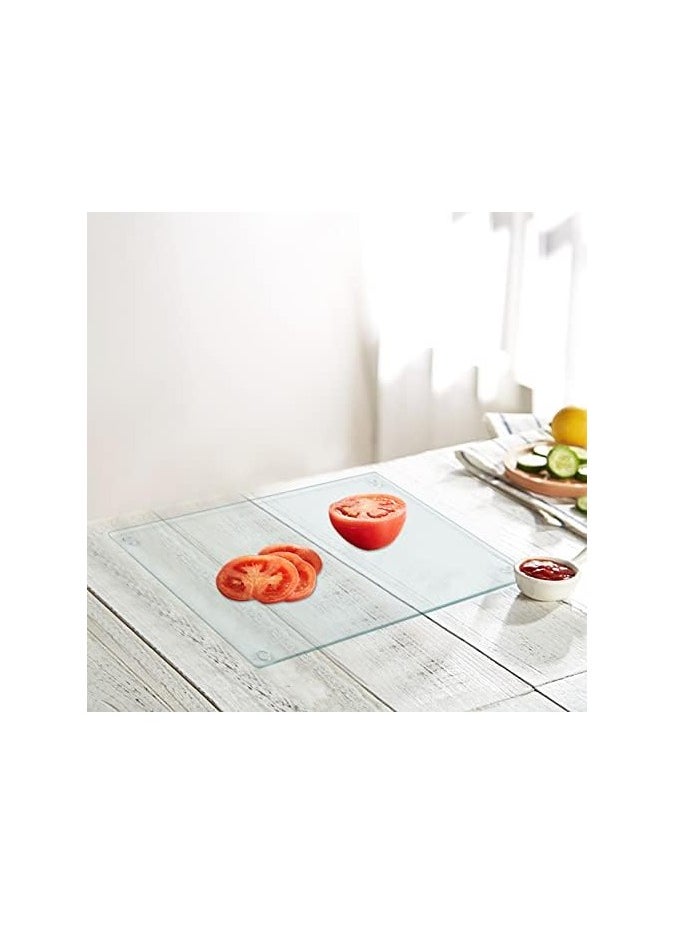 SS SS Tech 4 Pack Tempered Glass Cutting Board with Rubber Feet, Rectangle Non-slip Chopping Board, Long Lasting Clear Glass Tray for Kitchen Countertop, Table, Shatter-Resistant, Heat-Resistant, 2 Size  - Image 4