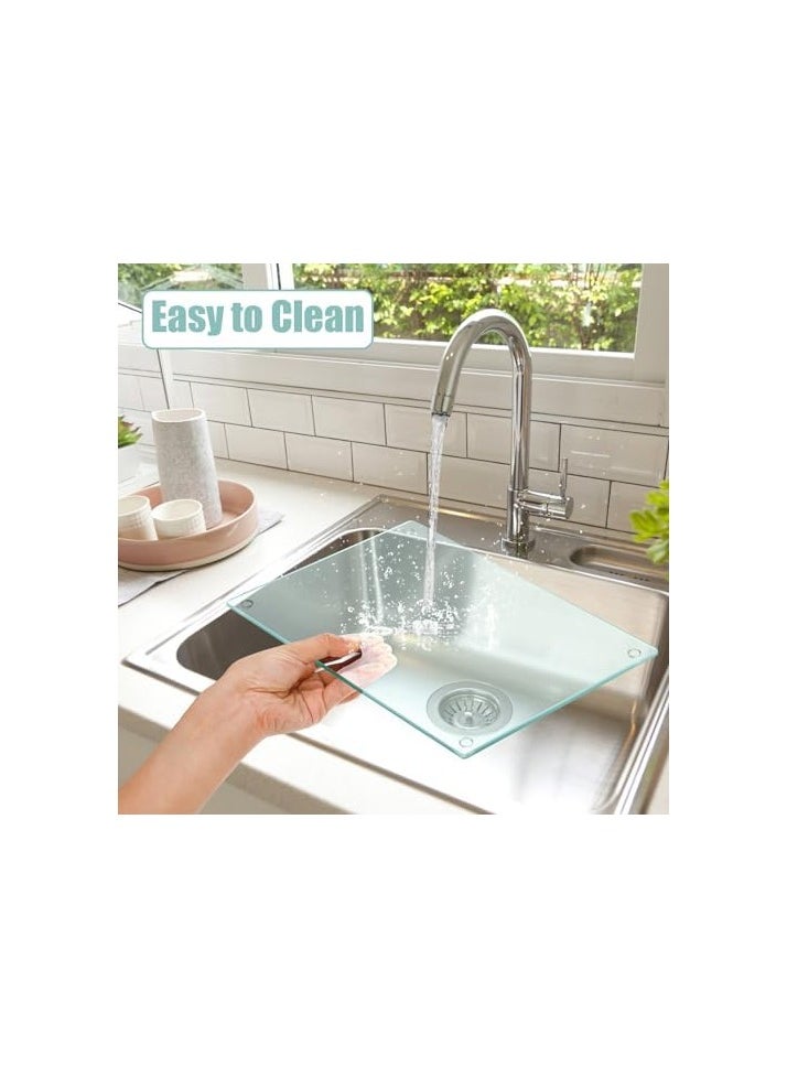 SS SS Tech 4 Pack Tempered Glass Cutting Board with Rubber Feet, Rectangle Non-slip Chopping Board, Long Lasting Clear Glass Tray for Kitchen Countertop, Table, Shatter-Resistant, Heat-Resistant, 2 Size  - Image 5