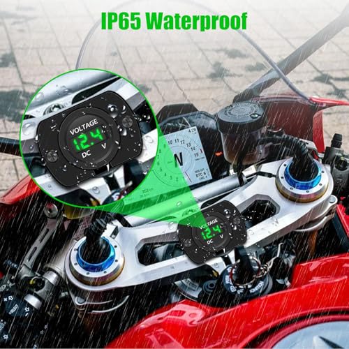 Linkstyle DC 12V 24V Car Voltmeter LED Digital Display Voltmeter Panel, Waterproof Digital Round Panel Voltage Tester Gauge Meter with Terminals for Boat Marine Vehicle Motorcycle Truck ATV UTV (Green Light) - Image 3
